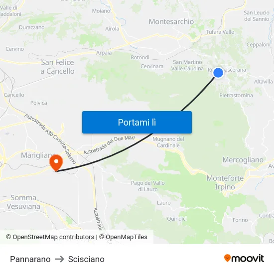 Pannarano to Scisciano map