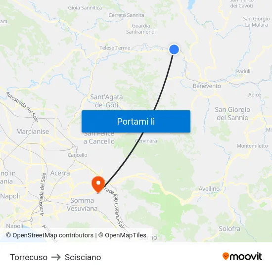 Torrecuso to Scisciano map