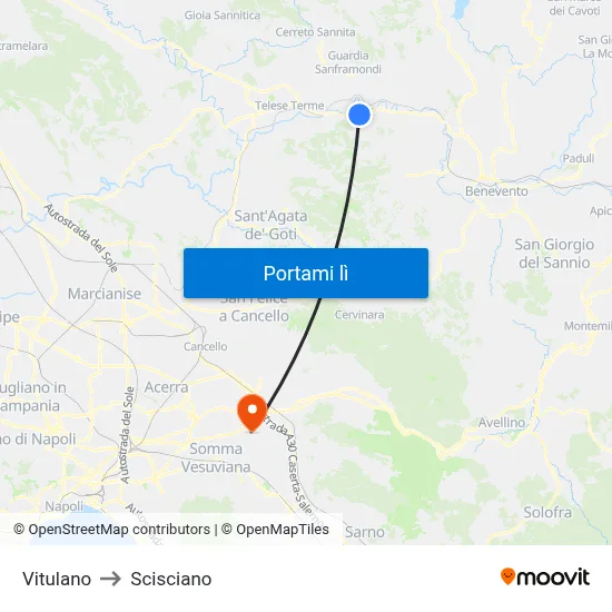 Vitulano to Scisciano map