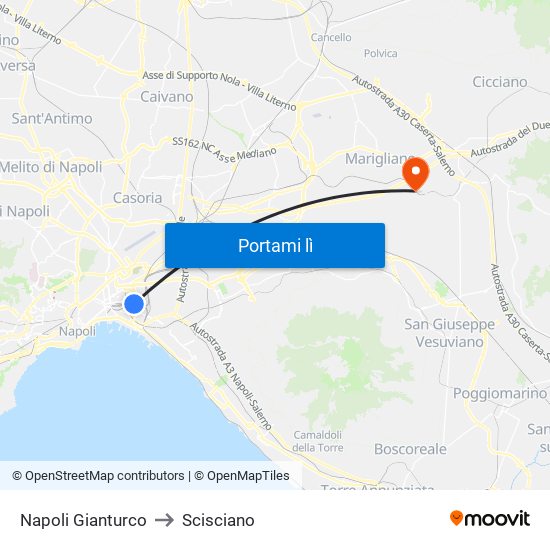 Napoli Gianturco to Scisciano map