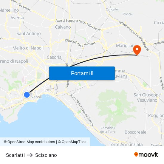 Scarlatti to Scisciano map