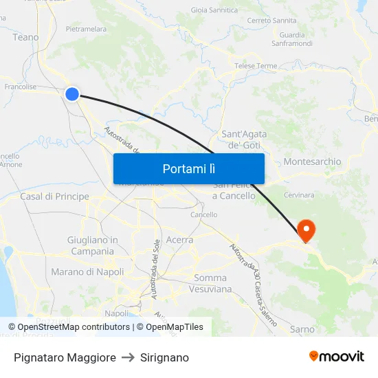 Pignataro Maggiore to Sirignano map