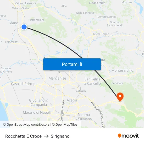 Rocchetta E Croce to Sirignano map