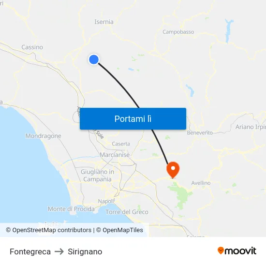 Fontegreca to Sirignano map
