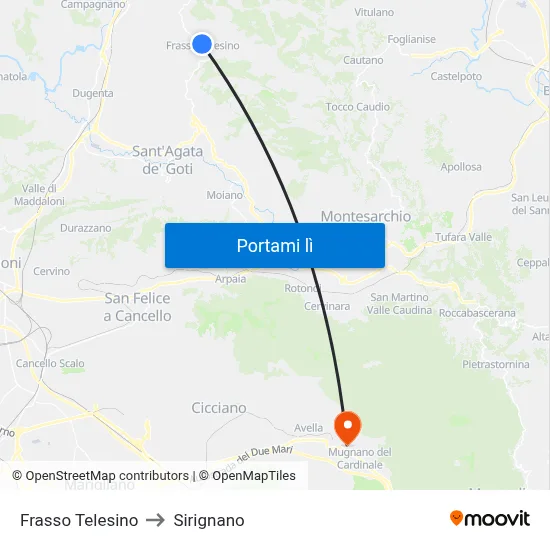 Frasso Telesino to Sirignano map