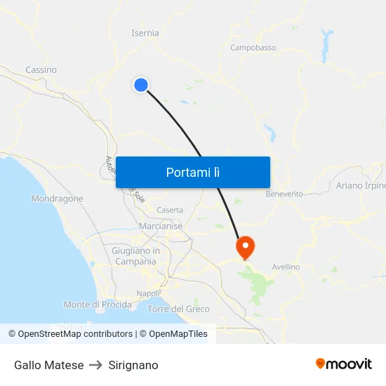 Gallo Matese to Sirignano map