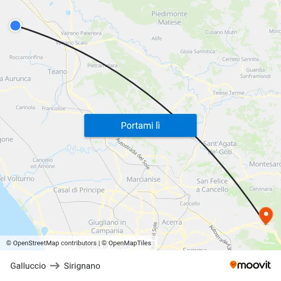 Galluccio to Sirignano map