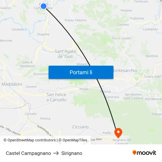 Castel Campagnano to Sirignano map