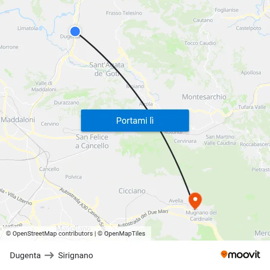 Dugenta to Sirignano map
