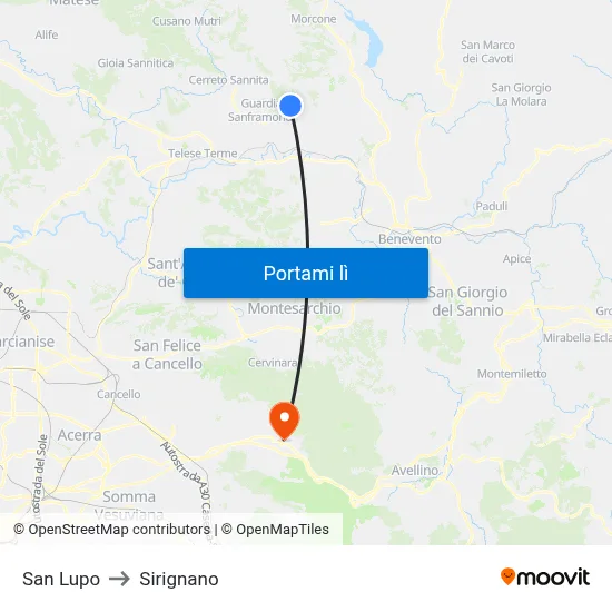 San Lupo to Sirignano map