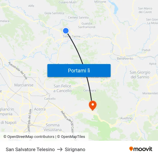 San Salvatore Telesino to Sirignano map