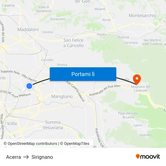 Acerra to Sirignano map