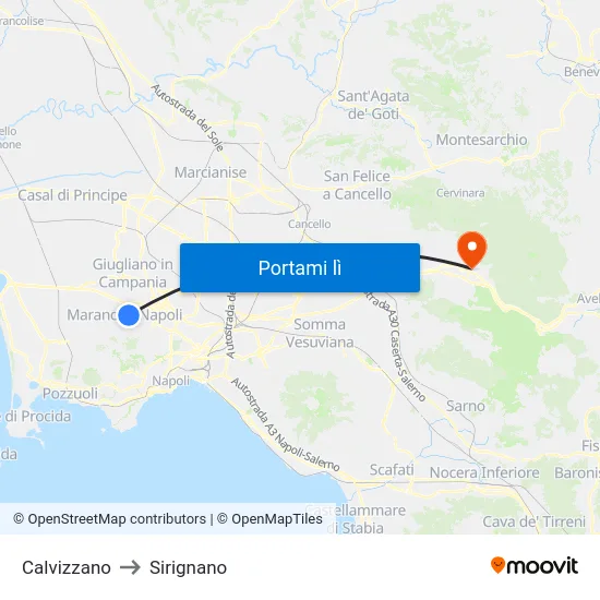 Calvizzano to Sirignano map