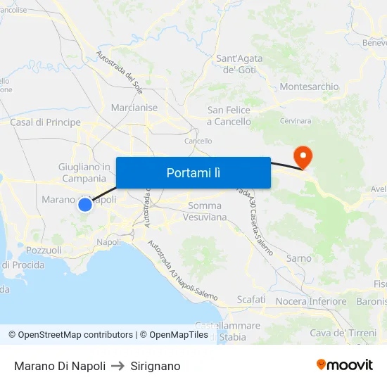 Marano Di Napoli to Sirignano map