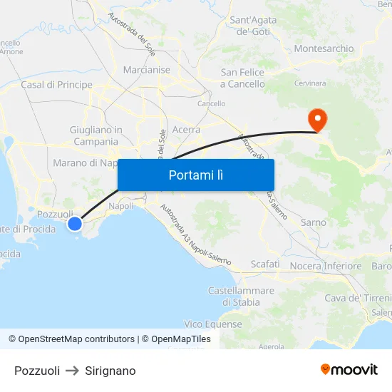 Pozzuoli to Sirignano map