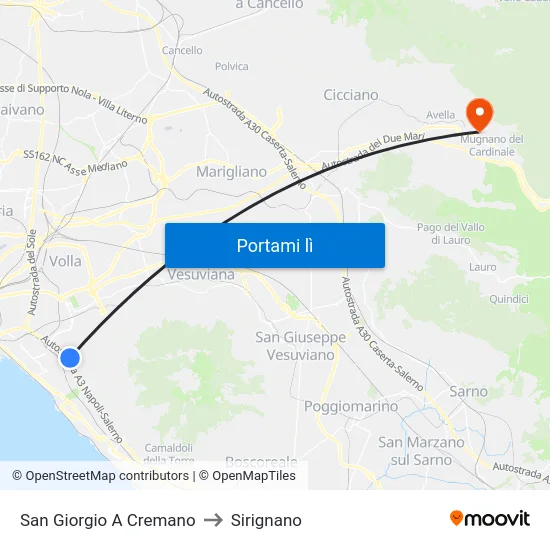 San Giorgio A Cremano to Sirignano map