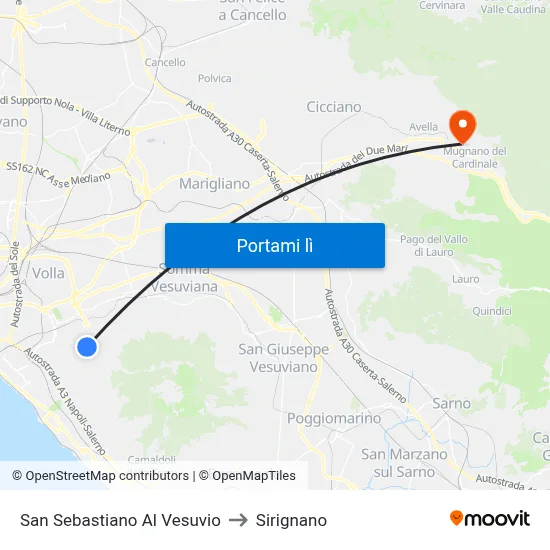 San Sebastiano Al Vesuvio to Sirignano map