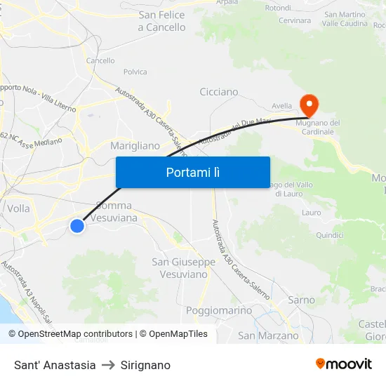 Sant' Anastasia to Sirignano map