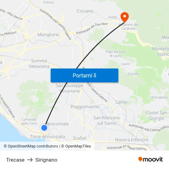Trecase to Sirignano map