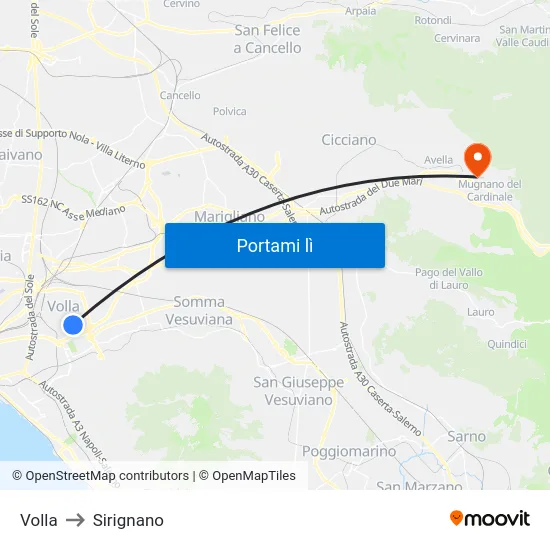 Volla to Sirignano map