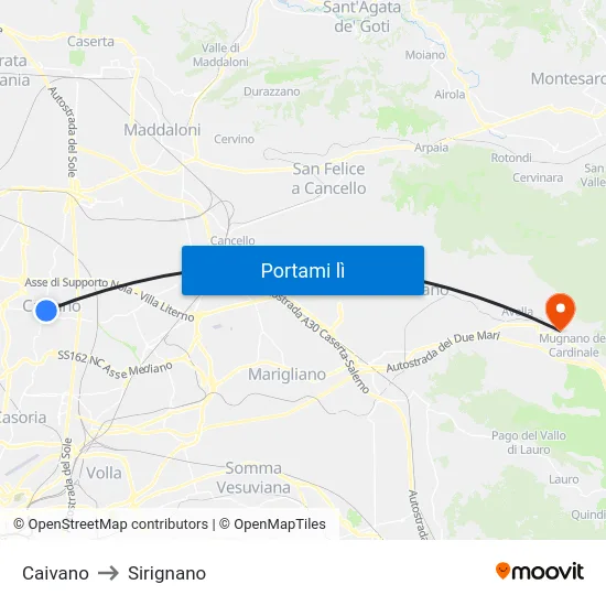 Caivano to Sirignano map