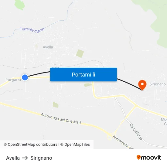 Avella to Sirignano map