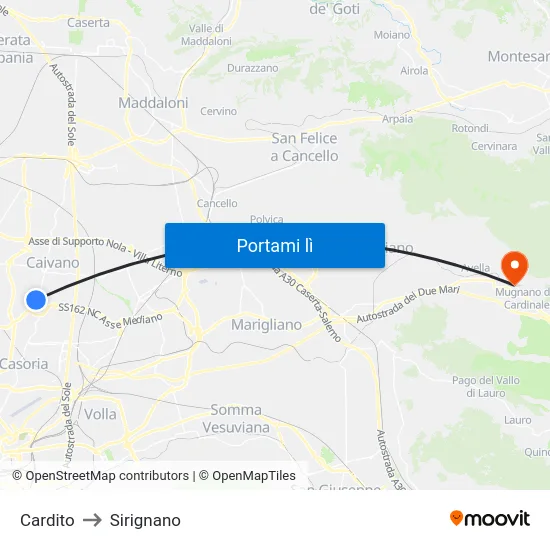 Cardito to Sirignano map