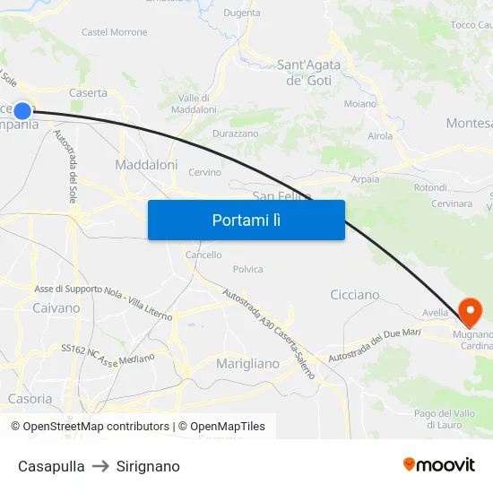 Casapulla to Sirignano map