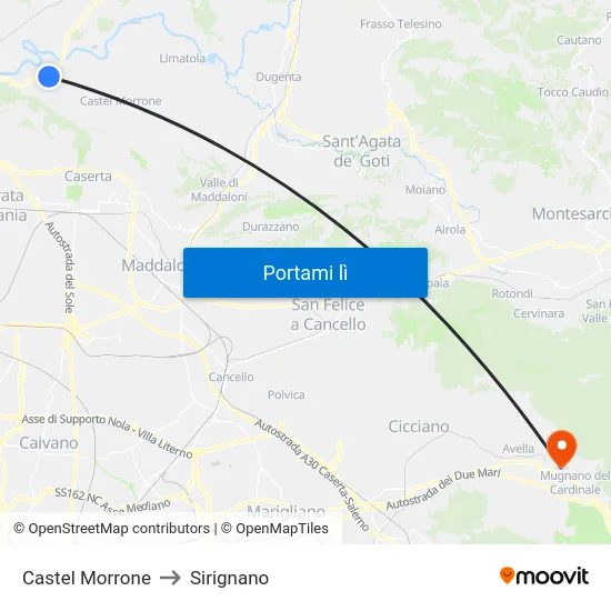 Castel Morrone to Sirignano map