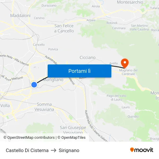 Castello Di Cisterna to Sirignano map