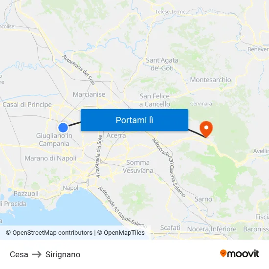 Cesa to Sirignano map