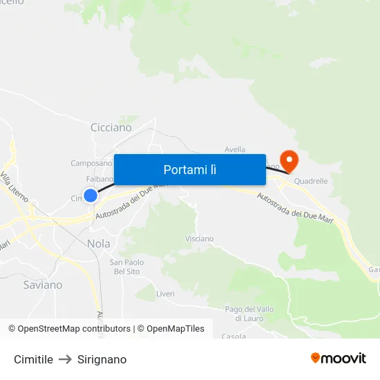 Cimitile to Sirignano map