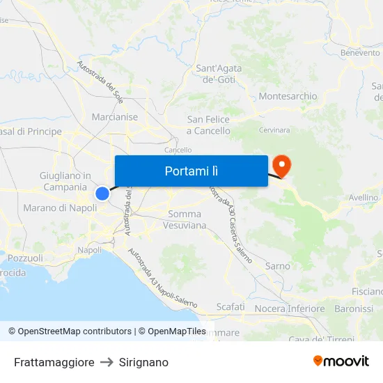 Frattamaggiore to Sirignano map