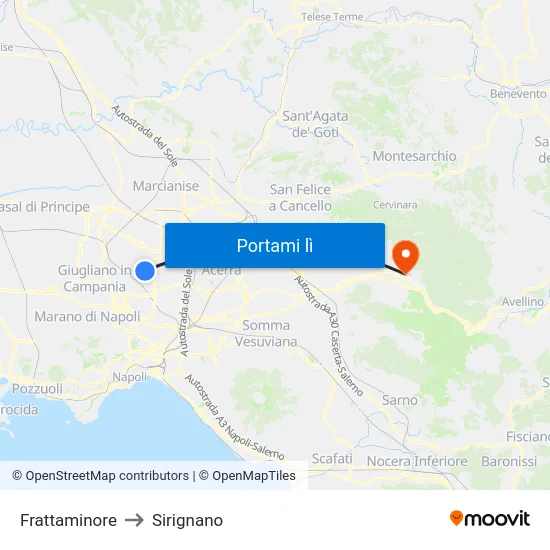 Frattaminore to Sirignano map