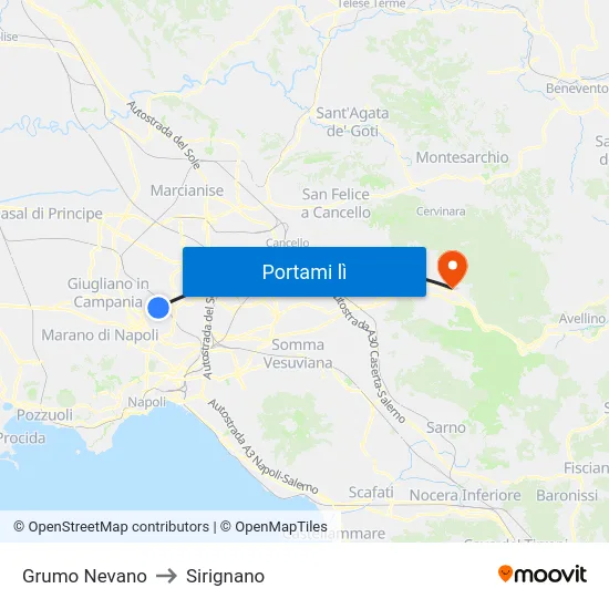 Grumo Nevano to Sirignano map