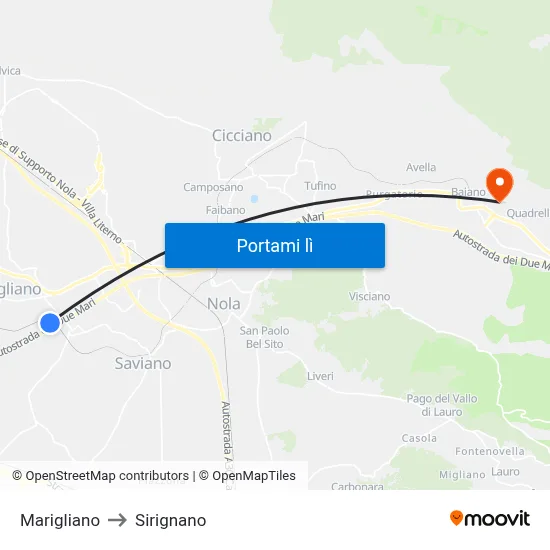 Marigliano to Sirignano map
