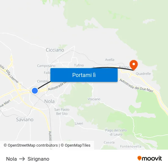 Nola to Sirignano map