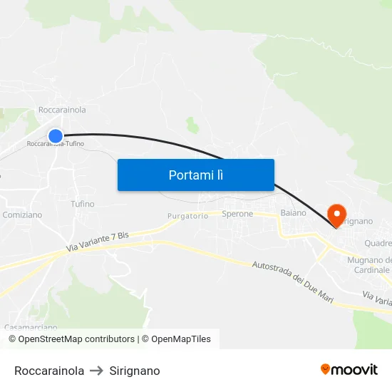 Roccarainola to Sirignano map
