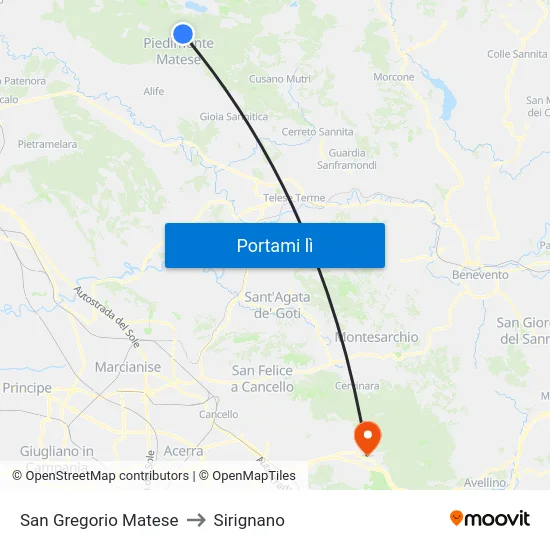 San Gregorio Matese to Sirignano map