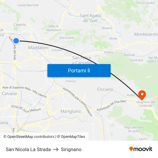 San Nicola La Strada to Sirignano map