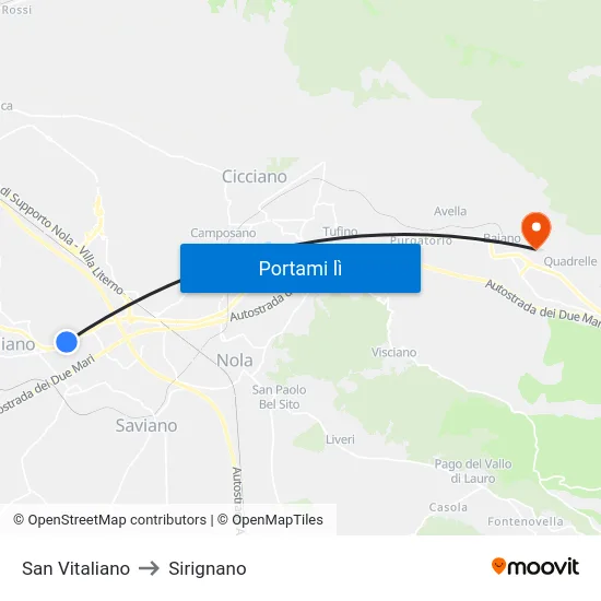 San Vitaliano to Sirignano map