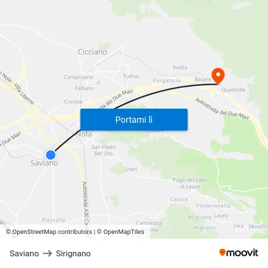 Saviano to Sirignano map