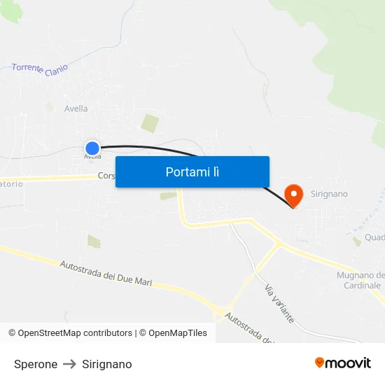 Sperone to Sirignano map