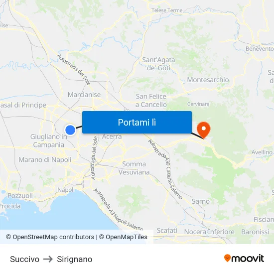 Succivo to Sirignano map