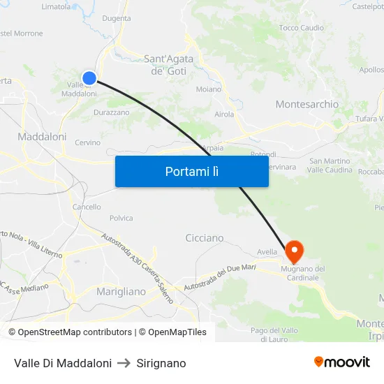 Valle Di Maddaloni to Sirignano map