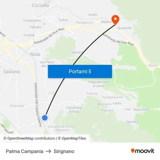 Palma Campania to Sirignano map