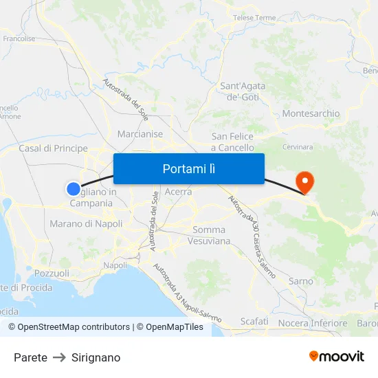 Parete to Sirignano map