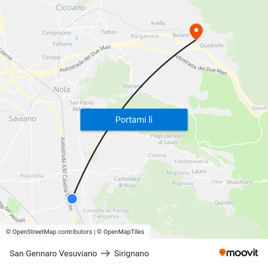 San Gennaro Vesuviano to Sirignano map