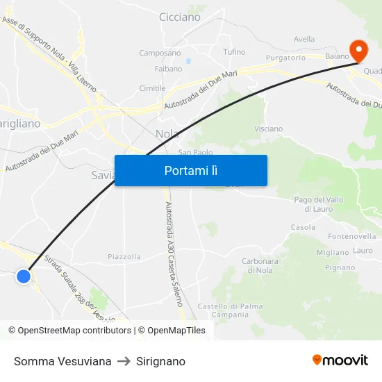Somma Vesuviana to Sirignano map