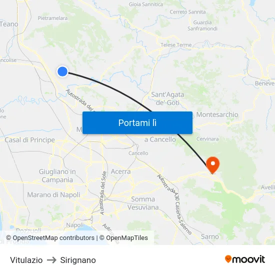 Vitulazio to Sirignano map